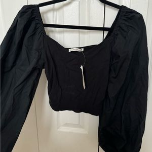 Abercrombie Long Puff Sleeve Crop Top